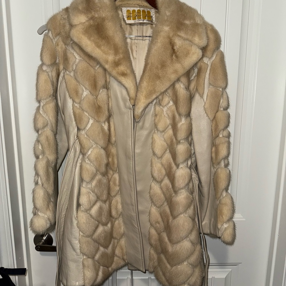 Luxurious Cream Fur-Trimmed Women's Coat